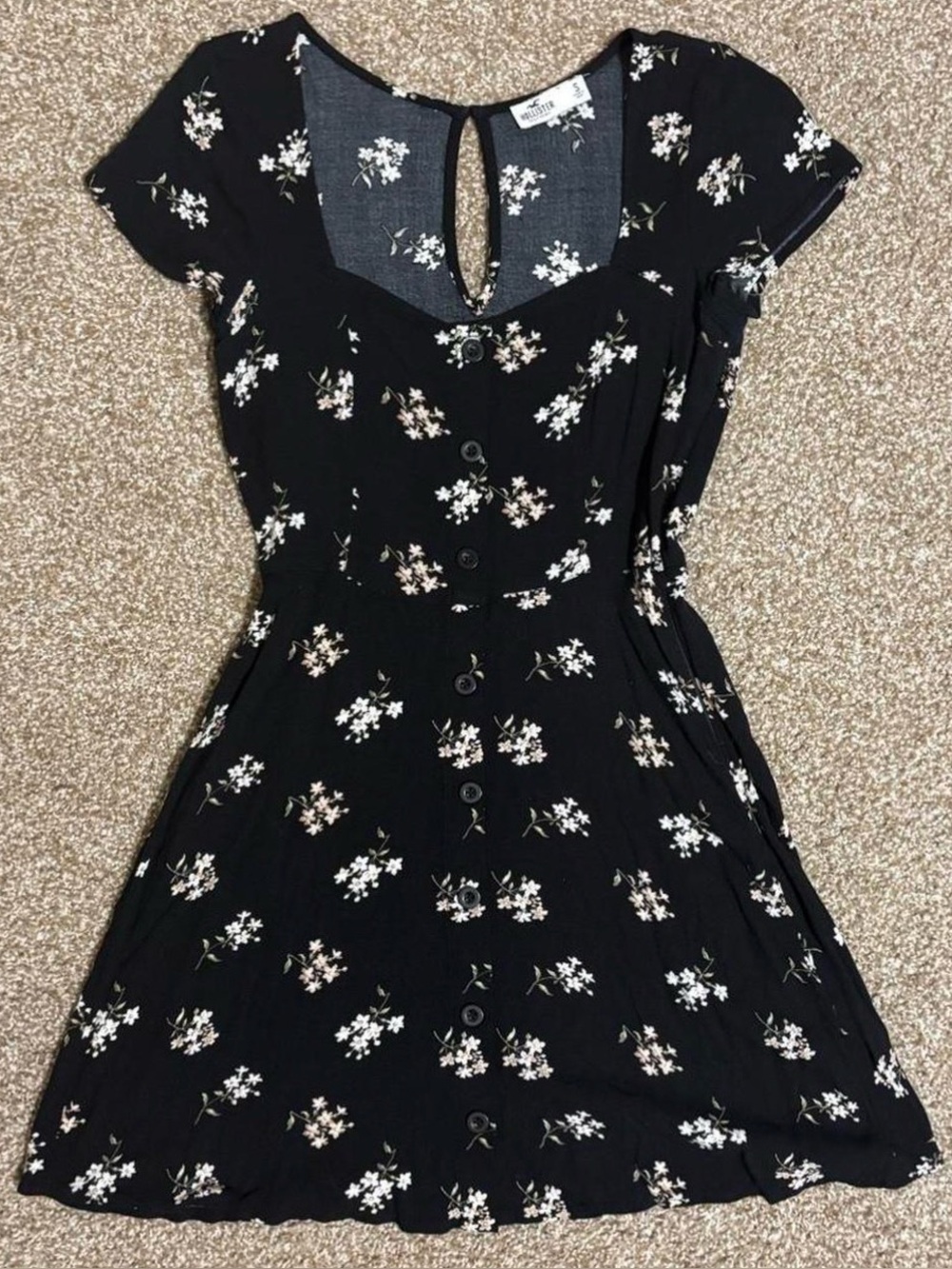 NWT Hollister Black Floral Button Up Mini Dress XS